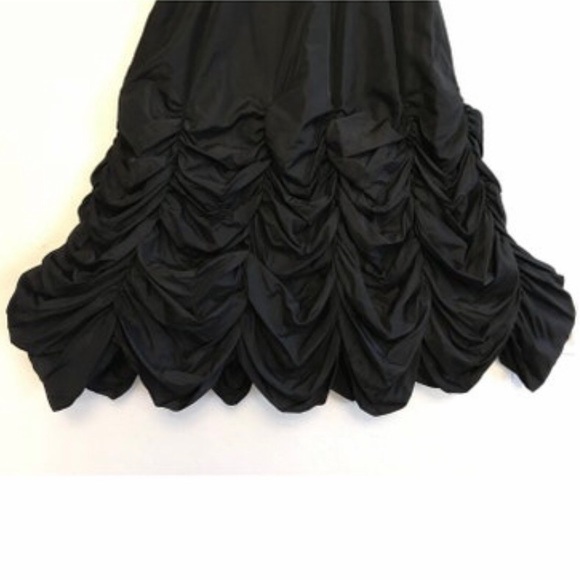 Vintage 50’s Black Silk Cocktail Sweetheart Dress with Draped Skirt M - Picture 4 of 5